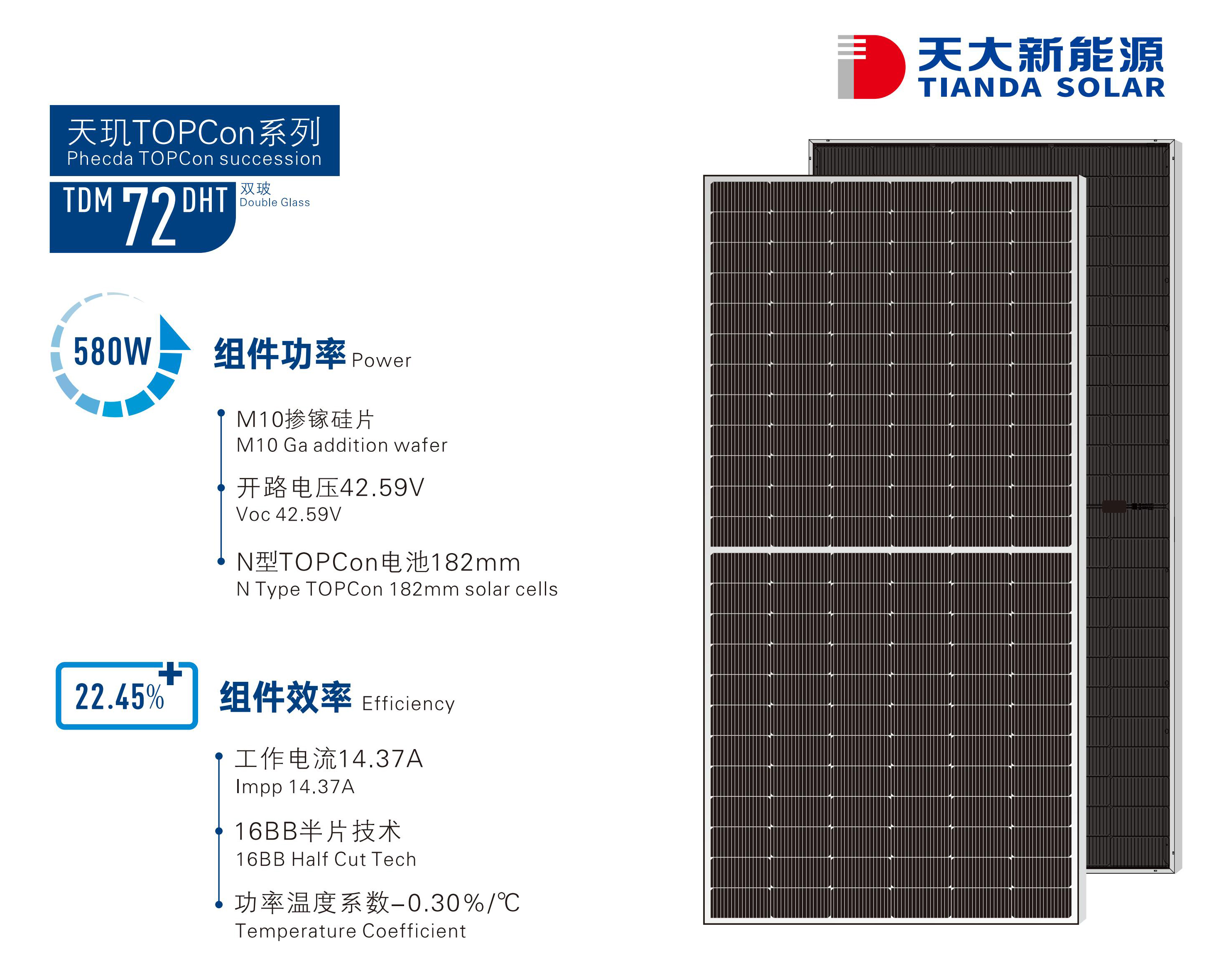 高效太阳能板-天玑TOPCon系列TDM 72 DHT