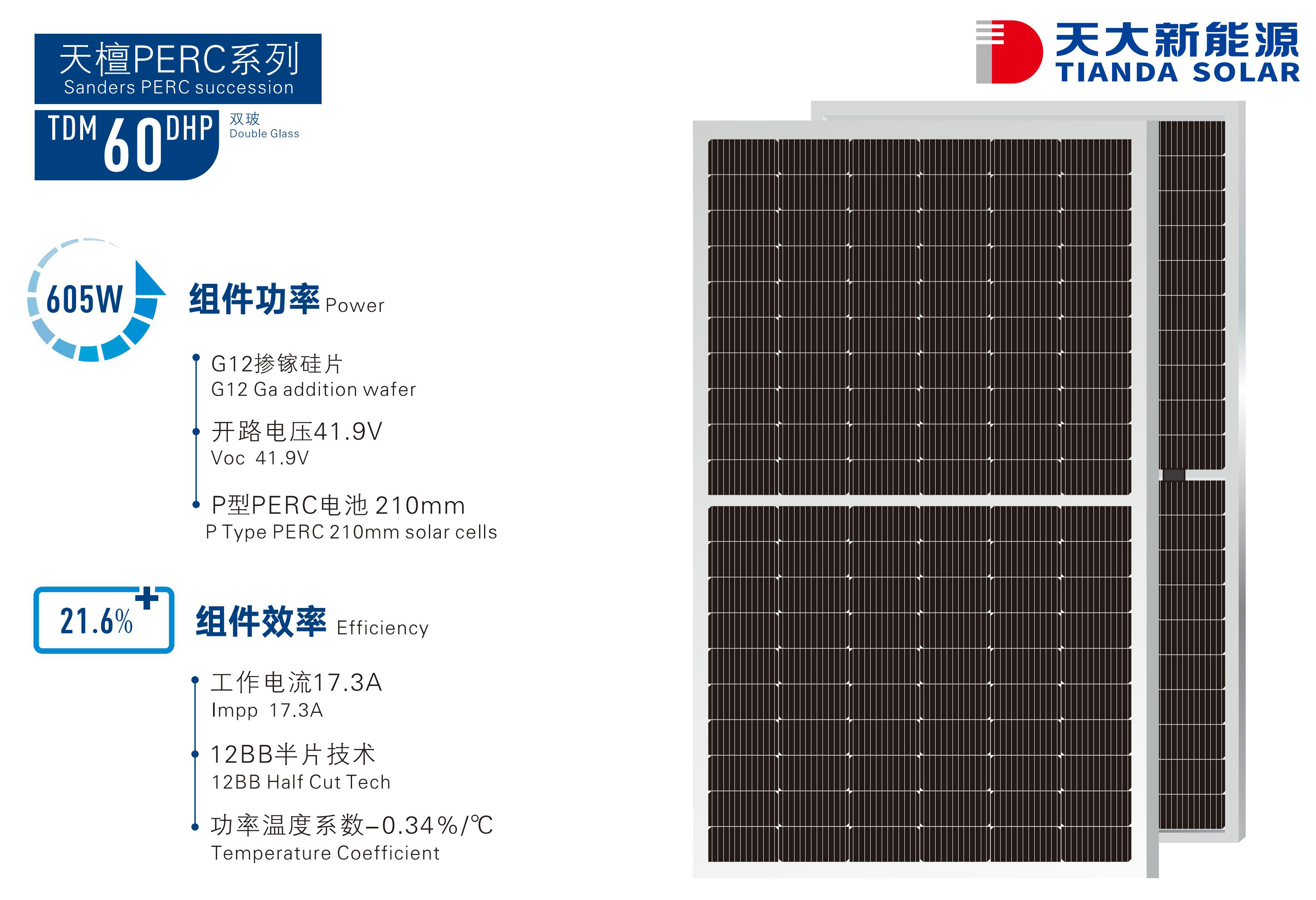 高效太阳能板-天檀PERC系列TDM 60 DHP