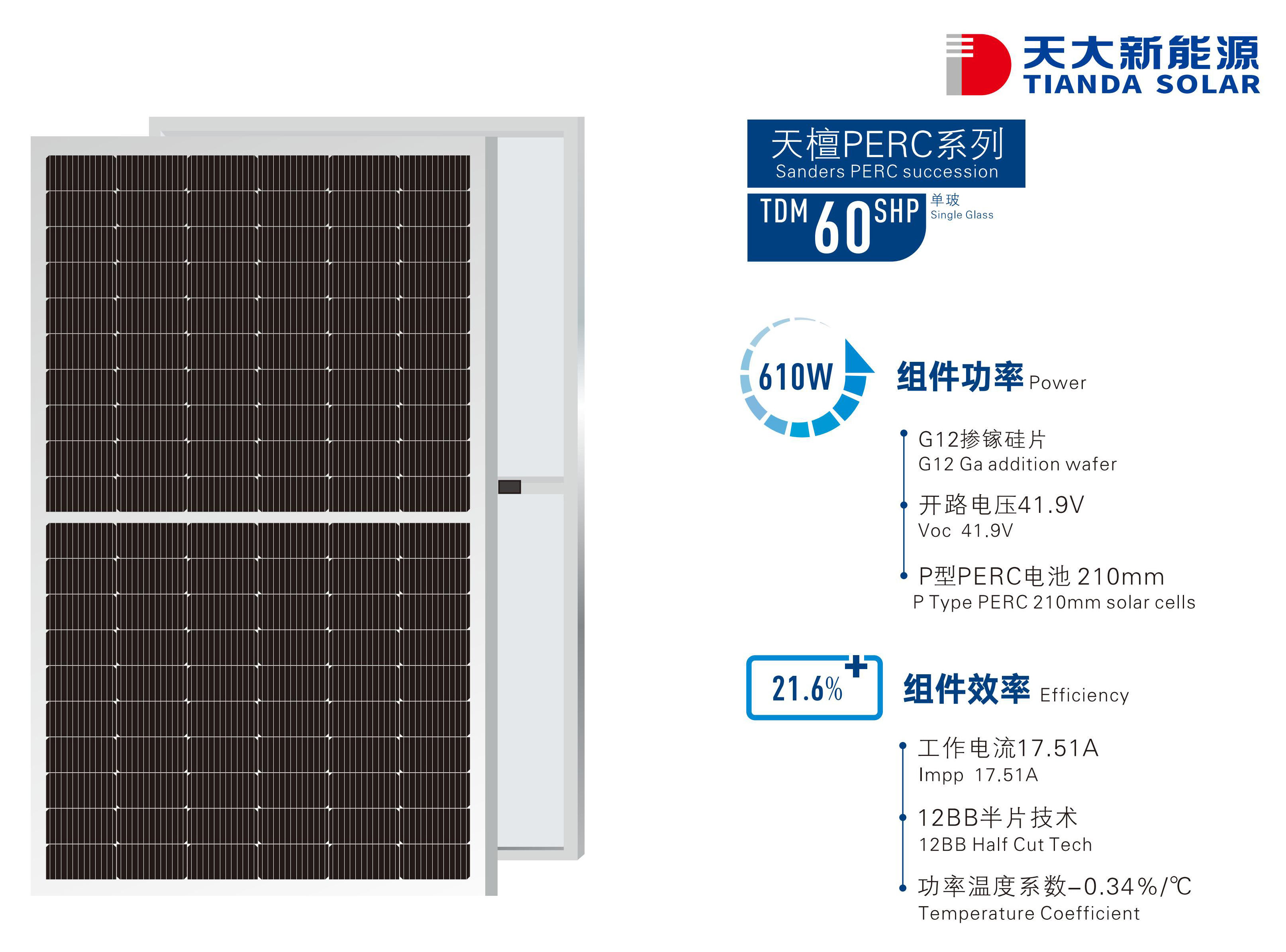 高效太阳能板-天檀PERC系列TDM 60 SHP